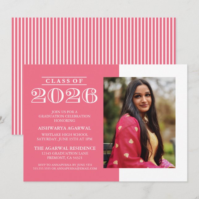 CLASSIC BOLD CLASS OF 2026 GRADUATION INVITATION (Front/Back)