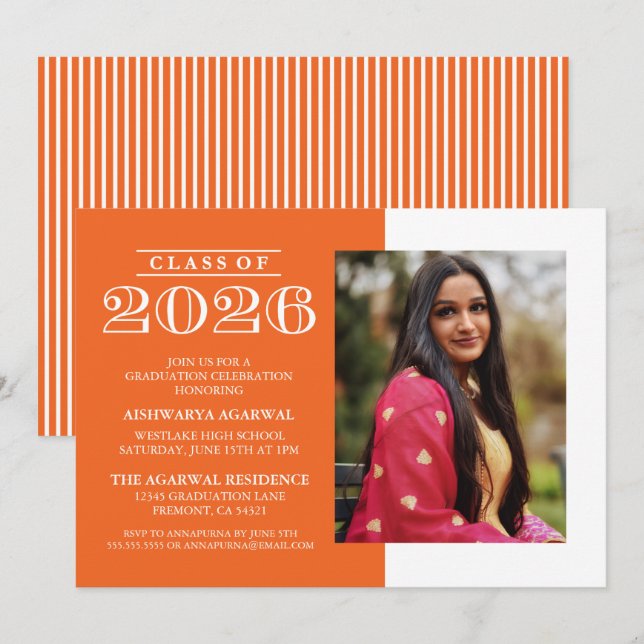 CLASSIC BOLD CLASS OF 2026 GRADUATION INVITATION (Front/Back)
