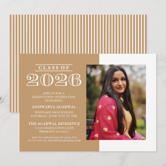 CLASSIC BOLD CLASS OF 2026 GRADUATION INVITATION (Front/Back)