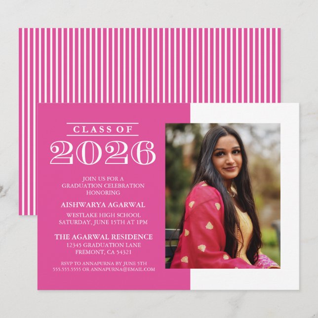 CLASSIC BOLD CLASS OF 2026 GRADUATION INVITATION (Front/Back)