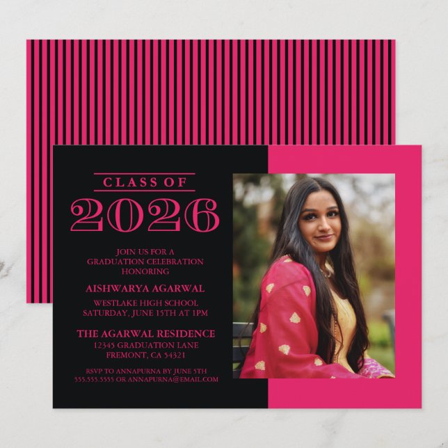 CLASSIC BOLD CLASS OF 2026 GRADUATION INVITATION (Front/Back)