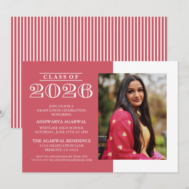 CLASSIC BOLD CLASS OF 2026 GRADUATION INVITATION (Front/Back)