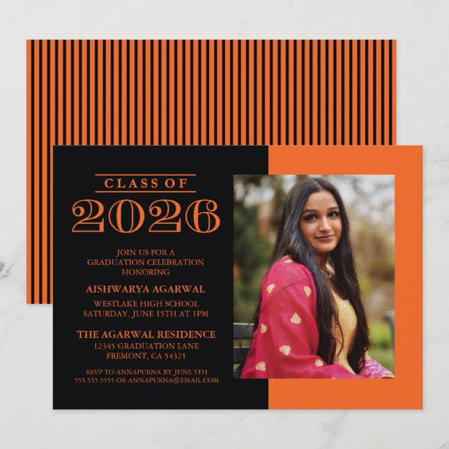 CLASSIC BOLD CLASS OF 2026 GRADUATION INVITATION (Front/Back)