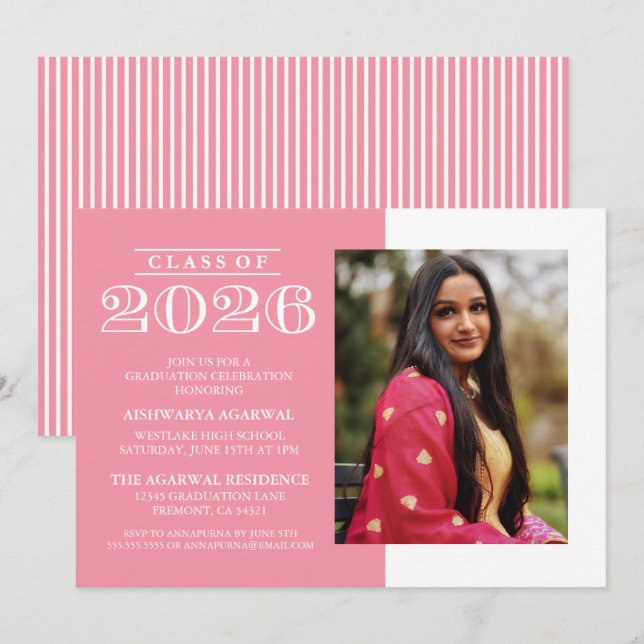 CLASSIC BOLD CLASS OF 2026 GRADUATION INVITATION (Front/Back)