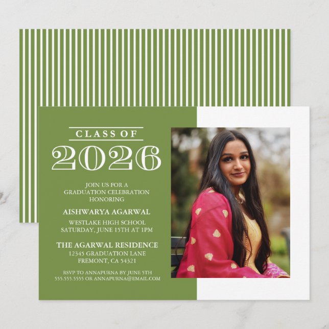CLASSIC BOLD CLASS OF 2026 GRADUATION INVITATION (Front/Back)