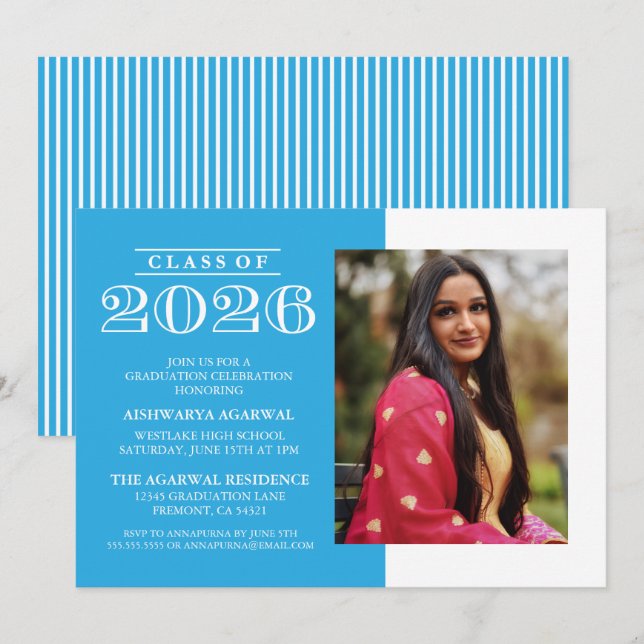 CLASSIC BOLD CLASS OF 2026 GRADUATION INVITATION (Front/Back)