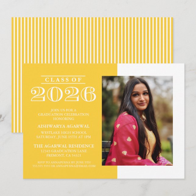 CLASSIC BOLD CLASS OF 2026 GRADUATION INVITATION (Front/Back)