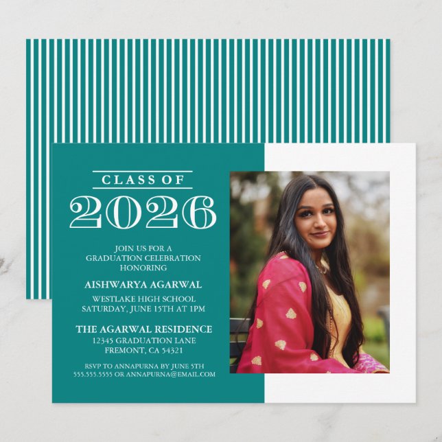 CLASSIC BOLD CLASS OF 2026 GRADUATION INVITATION (Front/Back)