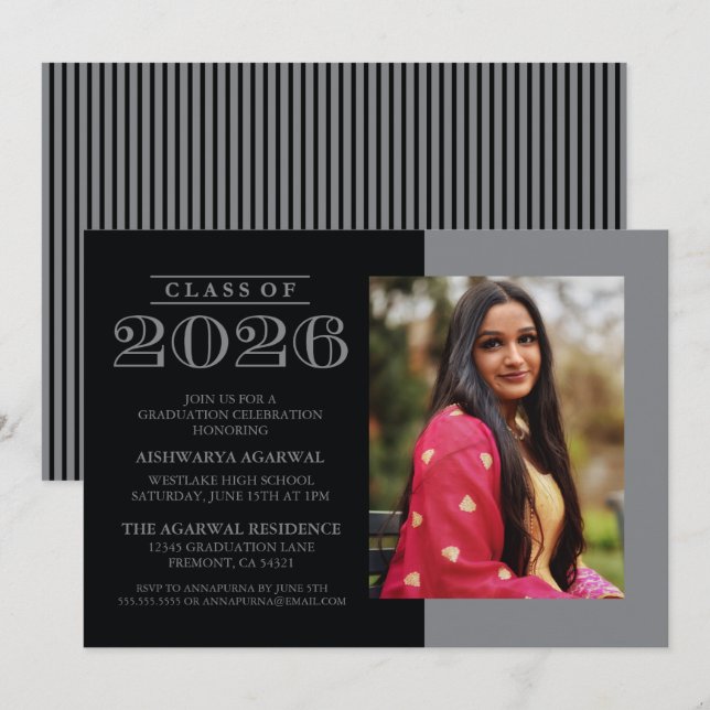 CLASSIC BOLD CLASS OF 2026 GRADUATION INVITATION (Front/Back)