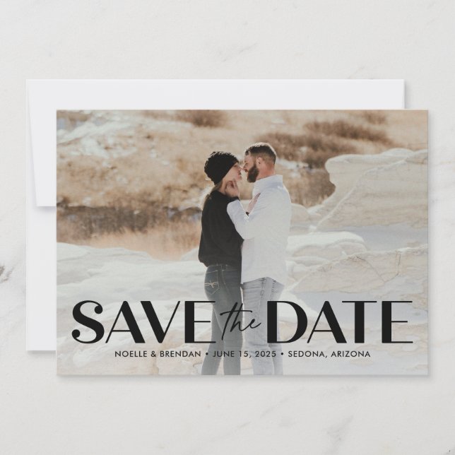 Classic Bold Editable Colour Save The Date Card (Front)