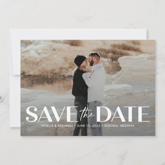Classic Bold Editable Colour Save The Date Card (Front)