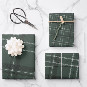 Classic bold holiday plaid hunter green wrapping paper sheet