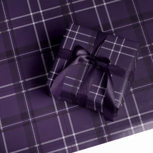 Classic bold holiday plaid plum purple  wrapping paper