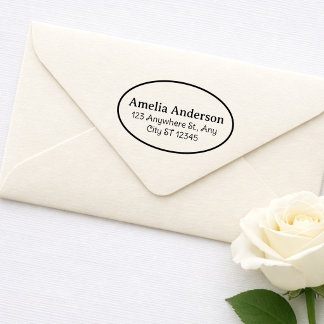 Classic Bold Oval Return Address Rubber Stamp