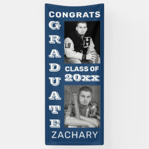 Classic Bold Photo Blue Graduation Banner