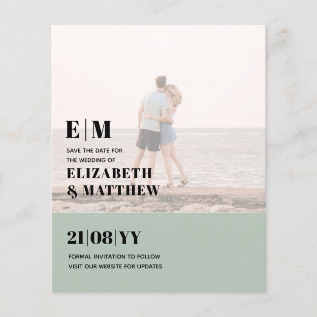 Classic BOLD PHOTO OVERLAY Save the Dates BUDGET Flyer (Front)