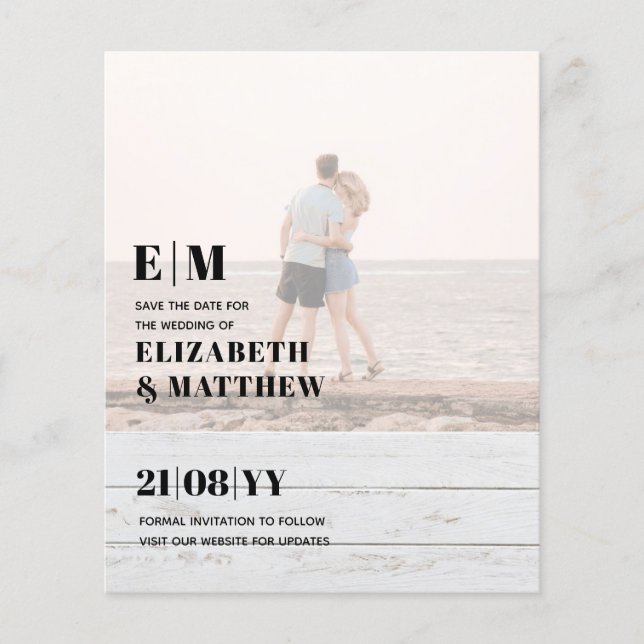 Classic BOLD PHOTO OVERLAY Save the Dates BUDGET Flyer (Front)