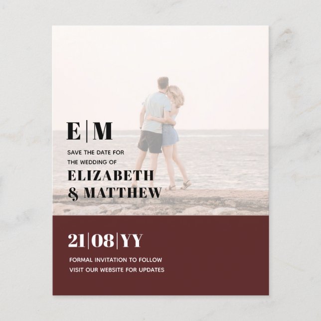 Classic BOLD PHOTO OVERLAY Save the Dates BUDGET Flyer (Front)