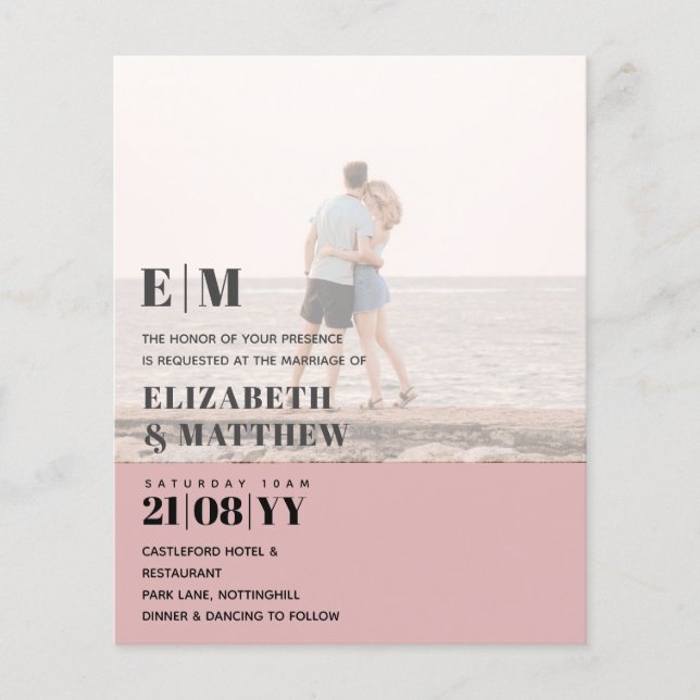 Classic BOLD PHOTO OVERLAY Wedding Invite BUDGET Flyer (Front)