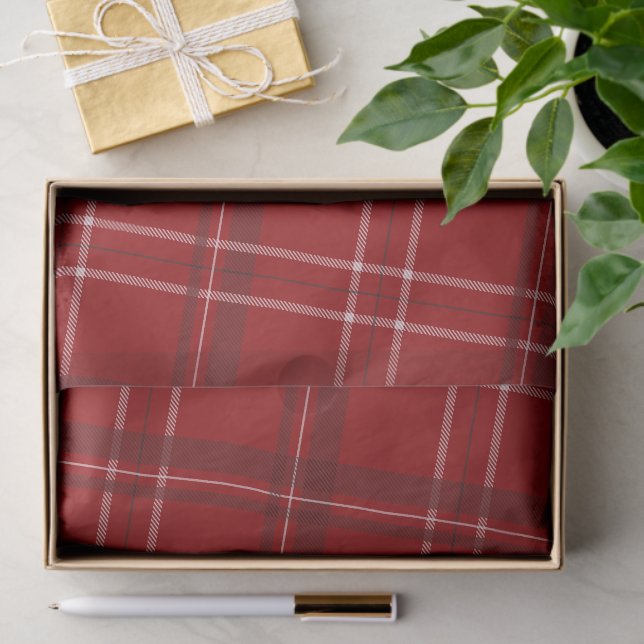 Classic bold red holiday plaid tissue paper (Gift)