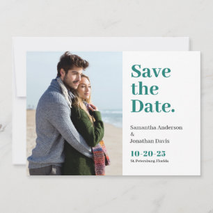 Classic Bold Teal Typography Save The Date