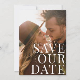 classic Bold White Multi Photo Custom Save The Date
