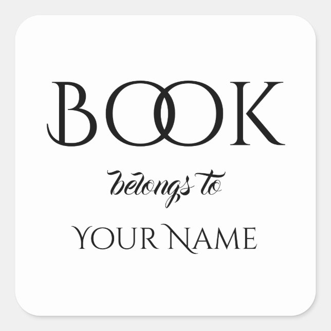 Classic Book Belongs to Your Name Square Sticker (Front)