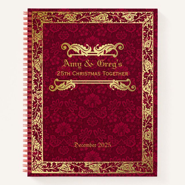 Classic Book Cover Gold Foliage Crimson Damask (Front)