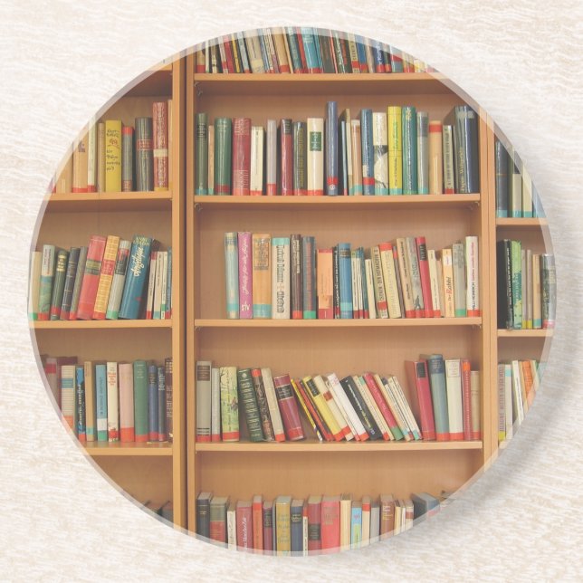 Classic book shelf pattern, bookcase,books,old coaster (Front)