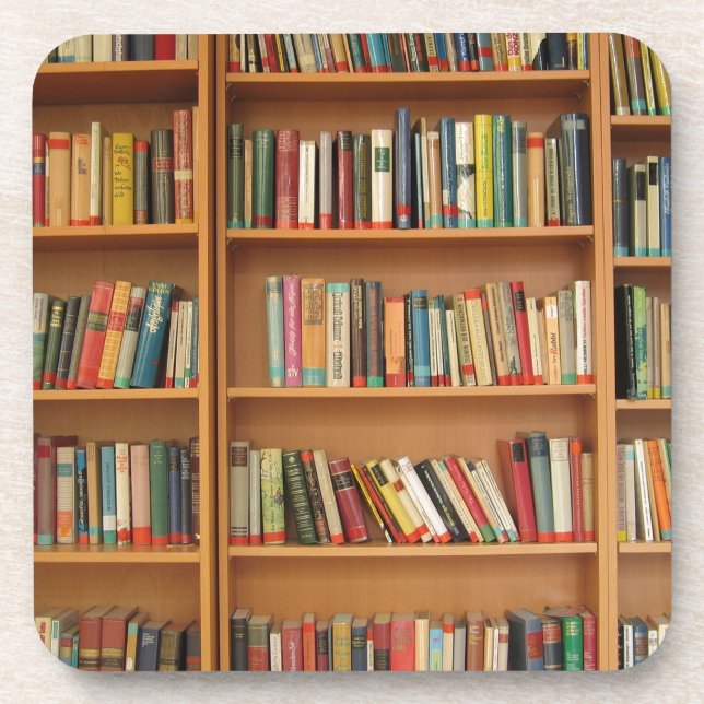 Classic book shelf pattern, bookcase,books,old coaster (Front)