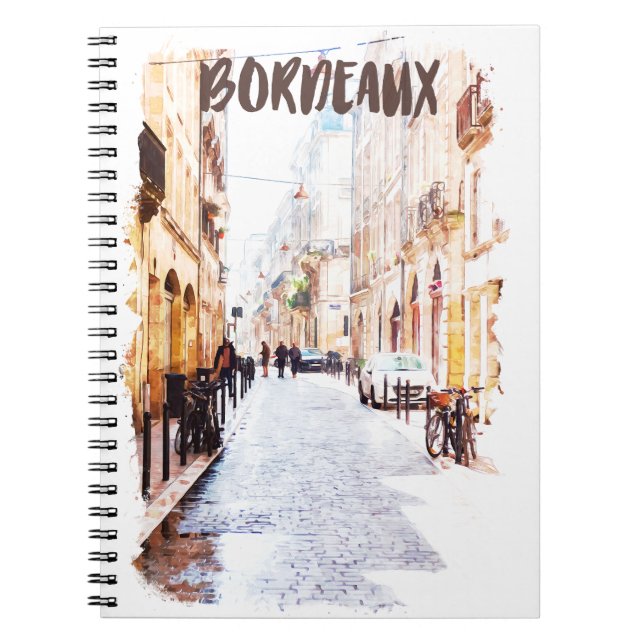 Classic Bordeaux France Watercolor Travel Notebook (Front)