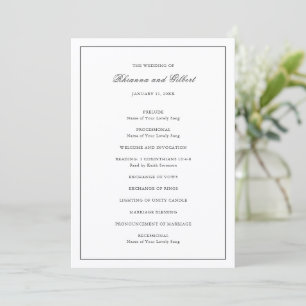 Classic Border Black and White Timeless Wedding Programme
