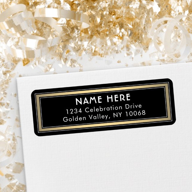 Classic Border Black Gold and White Return Address (Creator Uploaded)