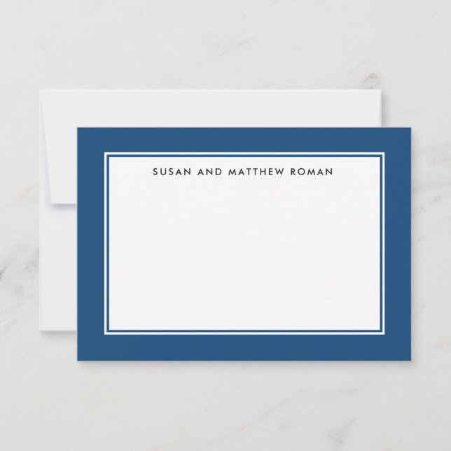 Classic Border Blue Personalised Petite Flat Card (Front)