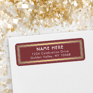 Classic Border Burgundy Gold White Return Address