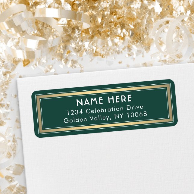 Classic Border Green Gold and White Return Address (Creator Uploaded)