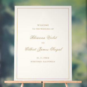 Classic Border Ivory and Gold Timeless Wedding Acrylic Sign