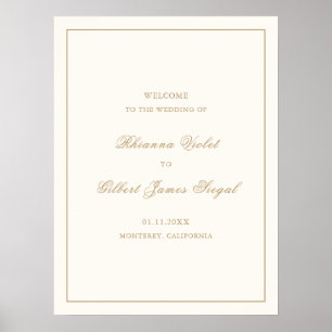 Classic Border Ivory and Gold Timeless Wedding Poster