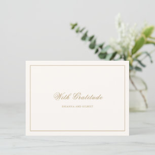 Classic Border Ivory and Gold Timeless Wedding Thank You Card