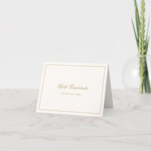 Classic Border Ivory and Gold Timeless Wedding Thank You Card