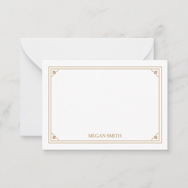 Classic Border Personalised Flat Note Card (Front)