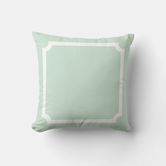 Classic Border Pillow in Seaglass/White (Front)