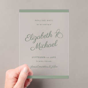 Classic Border Save the Date Flat Card Acrylic Invitations