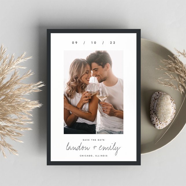 Classic Border | Simple Elegant Vertical Photo Save The Date (Creator Uploaded)