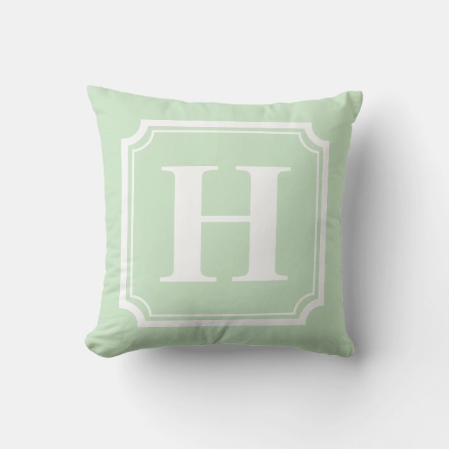 Classic Borders | Mint Green Personalised Monogram Cushion (Front)