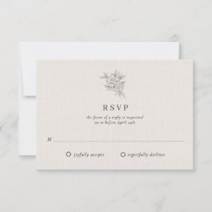 Classic Botanical Beige Wedding RSVP Card
