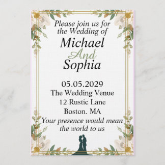 Classic Botanical Border Wedding Invitation