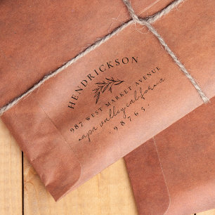 Classic Botanical Branch Name & Return Address Rubber Stamp