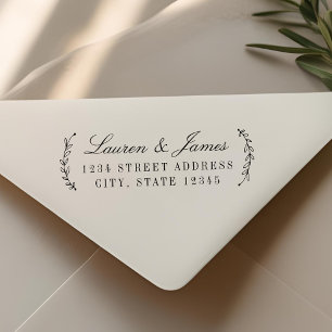Classic Botanical Couple Names Wedding Address Self-inking Stamp