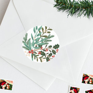 Classic Botanical Elegance Christmas Classic Round Sticker